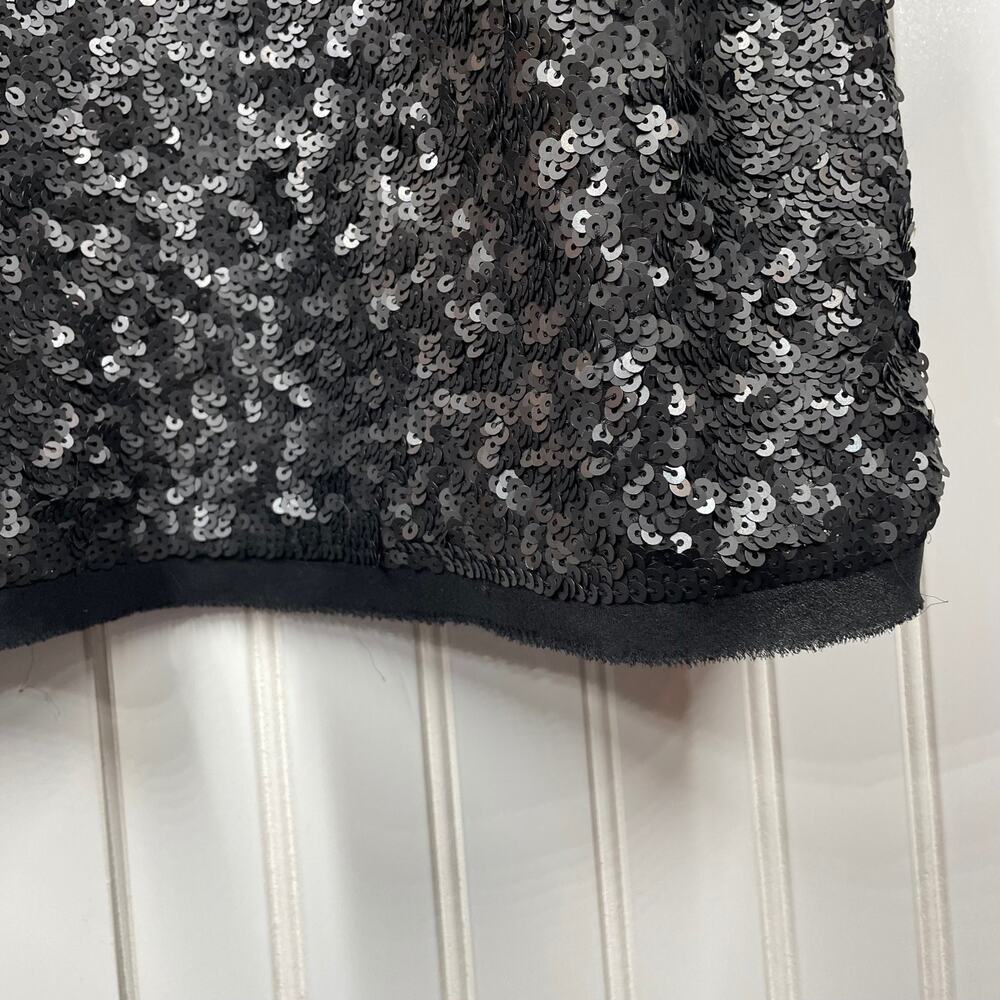 Talbots Women’s Black Sequin Cocktail Dress Back Zip Knee Length Size 4P - Picture 7 of 11